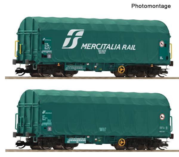 ROCO 6680059 - 2-tlg. Set: Schiebeplanenwagen, Mercitalia Rail